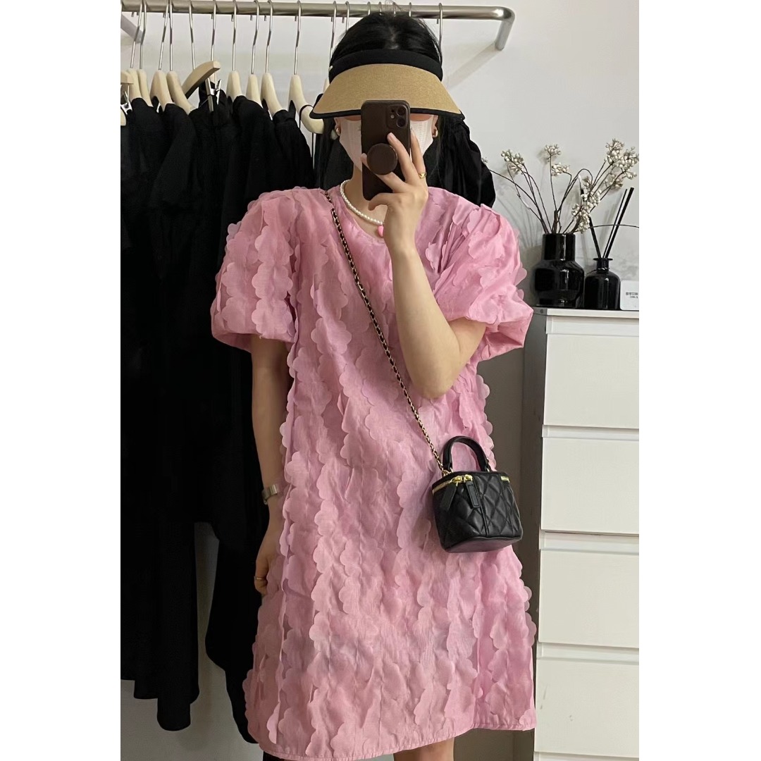 Floral Bubble Sleeve Dress Kor - đánh giá và giá The Korean Lifestyle