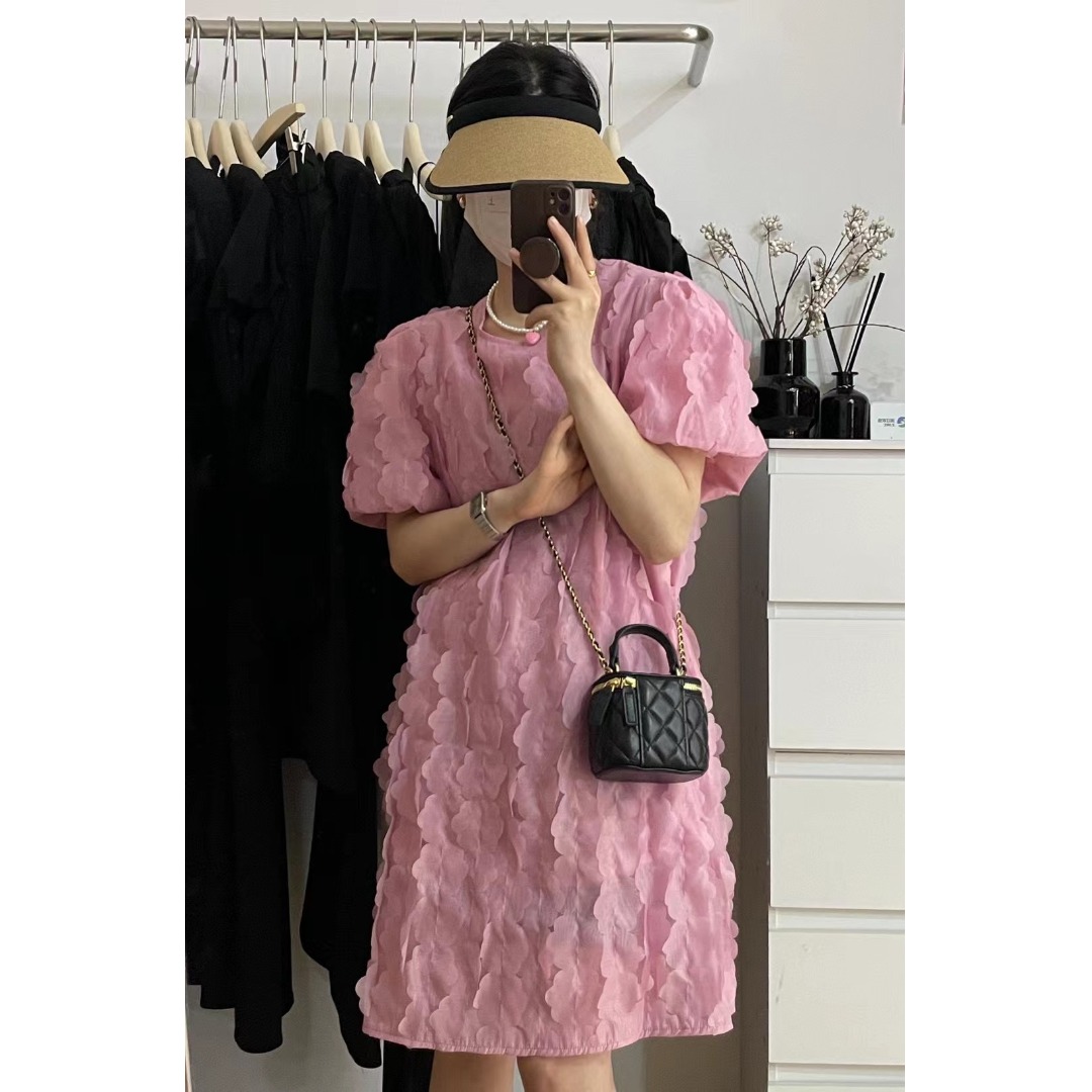 Floral Bubble Sleeve Dress Kor - đánh giá và giá The Korean Lifestyle