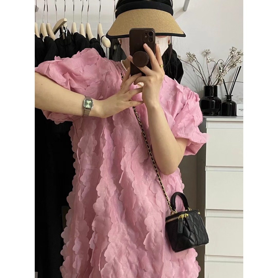 Floral Bubble Sleeve Dress Kor - đánh giá và giá The Korean Lifestyle